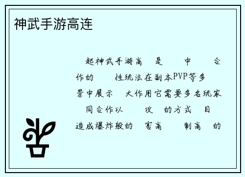 神武手游高连